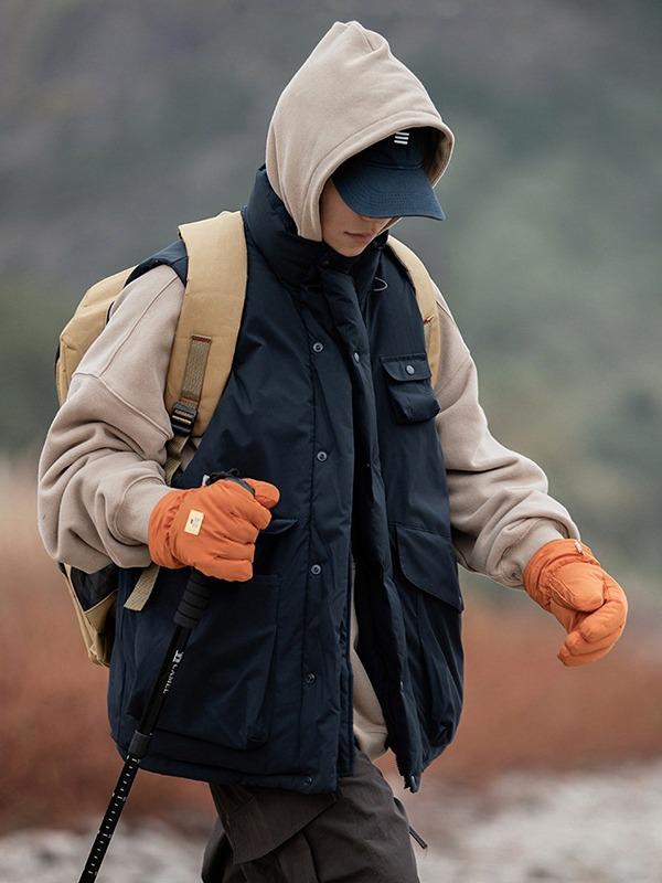 Men's Trendy Winter Cotton Vest - Functional Outdoor Wear with Thick, Warm Insulation