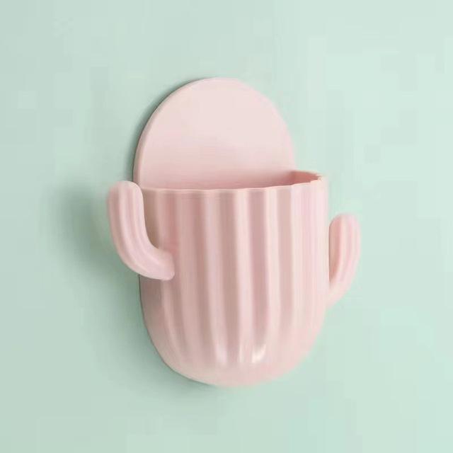Toothbrush Holder Household Wall Self-adhesive Seamless Cactus Storage Rack Shaver Organizer Drain Shelf Bathroom Accessories
