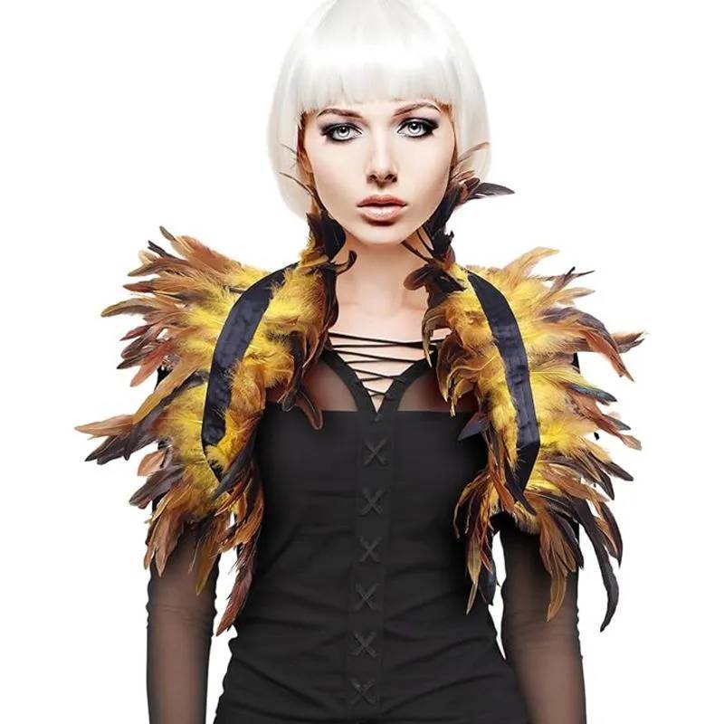 Feather Shawl Cape Costume Cloak With Faux Fur For Performance And Dance Shows