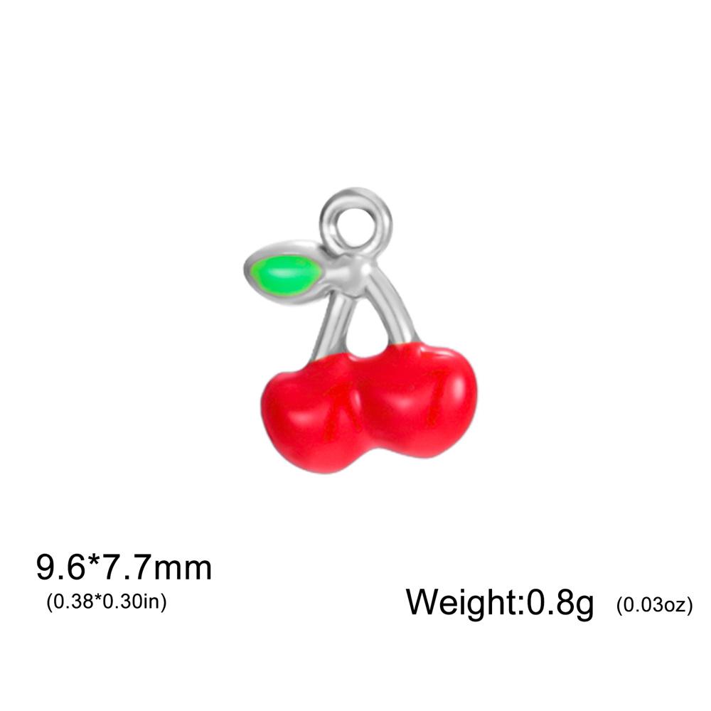 5pcs Red Enamel Cherry Charms Stainless Steel Fruit Pendants for DIY Bracelets Necklaces Jewelry Making Accessories Handmade DIY
