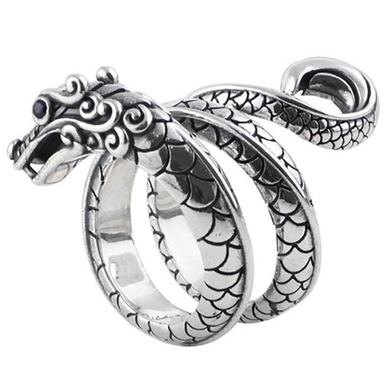 foxanry Geometrischer Drache-Ring für Damen und Herren, übertriebene Persönlichkeit, Hip-Hop-Party, Schmuck, Accessoires, Geschenke