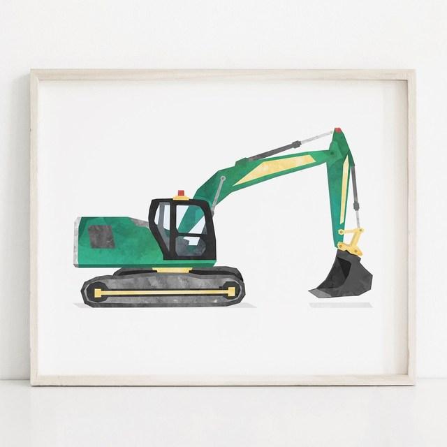 Nordic Style Engineering Vehicle Canvas Art Paintings Watercolor Poster and Prints Nursery Wall Art Picture for Home Decoration No Frame