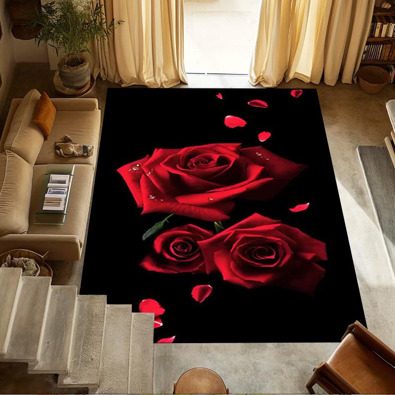 Rose Petals Crystal Velvet Office chair mat Area Rug - Non-Slip, Floor Mat, Office Desk Chair Rugs,Christmas Gift-1106243