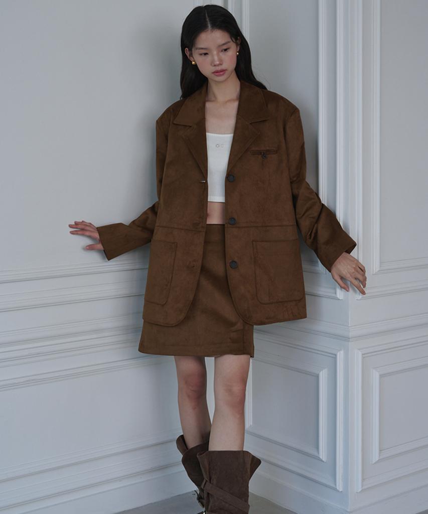 Opening Sunshine Suede Pocket Mini Skirt Camel