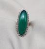 Green Onyx Gemstone Ring: 925 Sterling Silver Oval Cabochon, Handmade