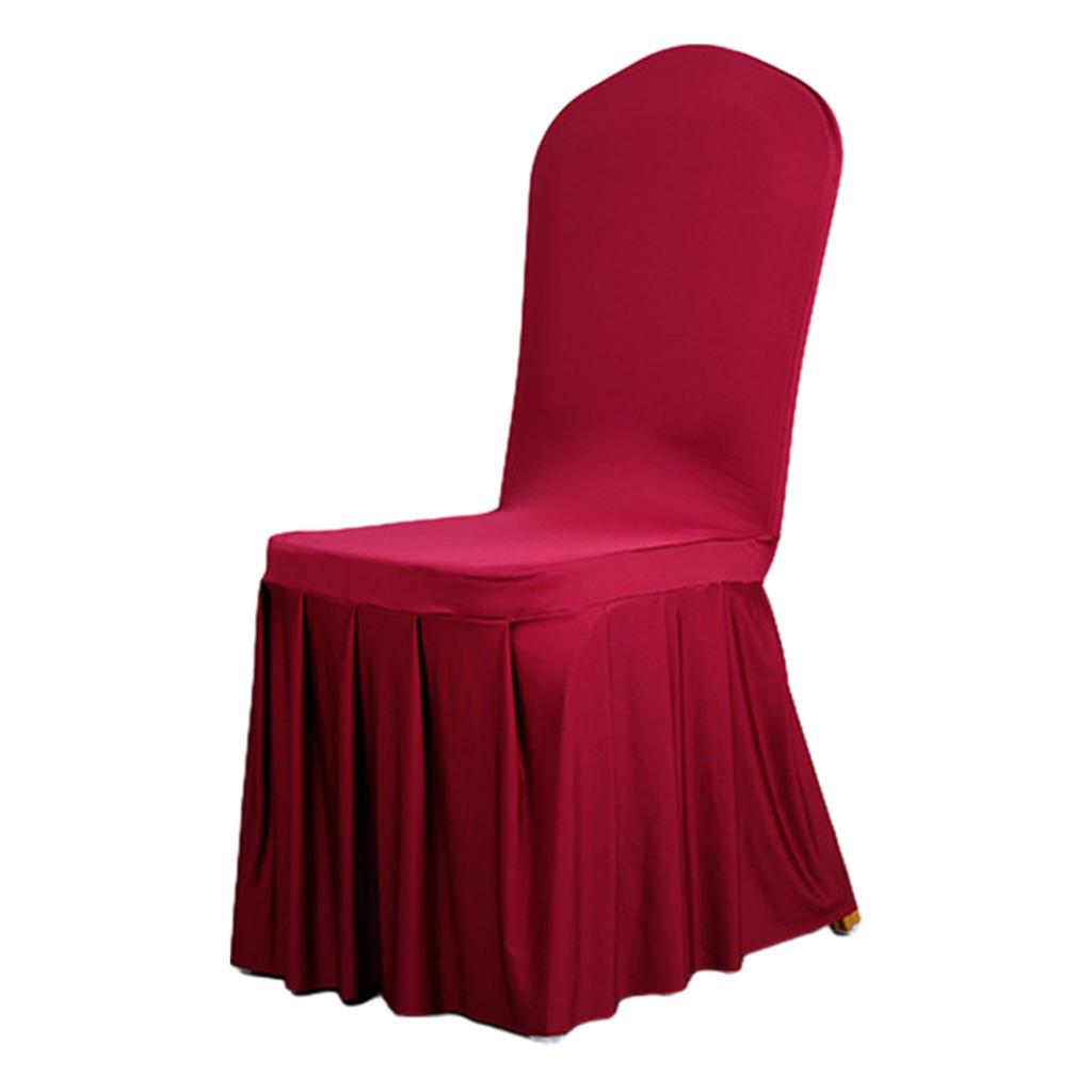 Long Stretch Dining Chair Cover Protectors Banquet Chair Skirt Seat Slipcover for Hotel Wedding Ceremony Removable Cover