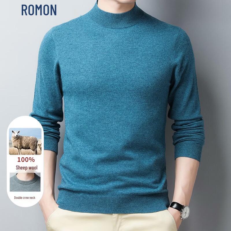 ROMON Men's Semi-High Collar Wool Sweater