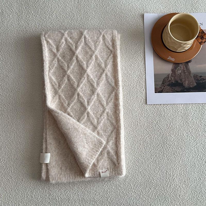 Holiday Gift Luxury Women'S Scarf Autumn/Winter  Collection Solid Color Korean Knitted Scarf Warm Shawl Fashion