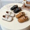 Girls' Slip-On Leather Princess Shoes - Spring/Autumn 2025, Korean Style, Soft Sole, Trendy for Little Girls
