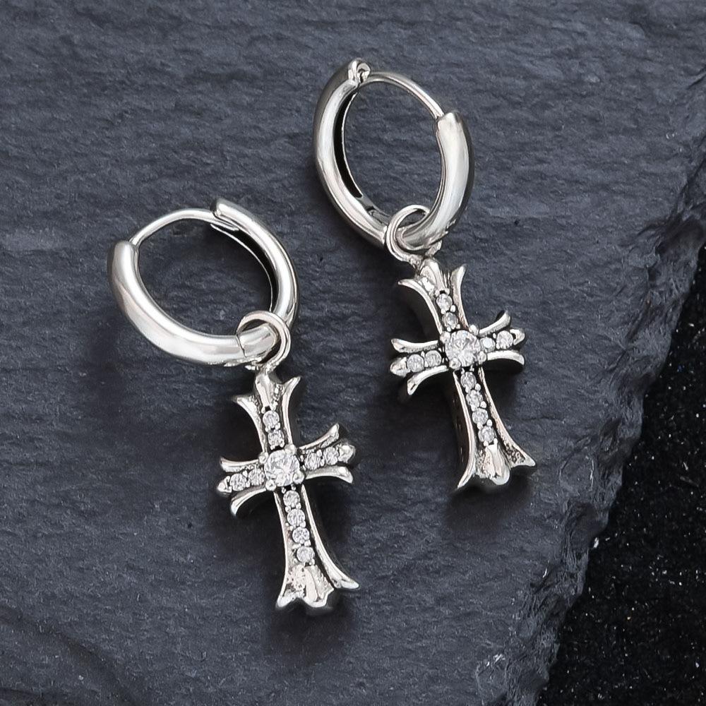 Accessories High-End Diamond Cross Earrings Women'S Frigid Wind Niche Earrings Earrings