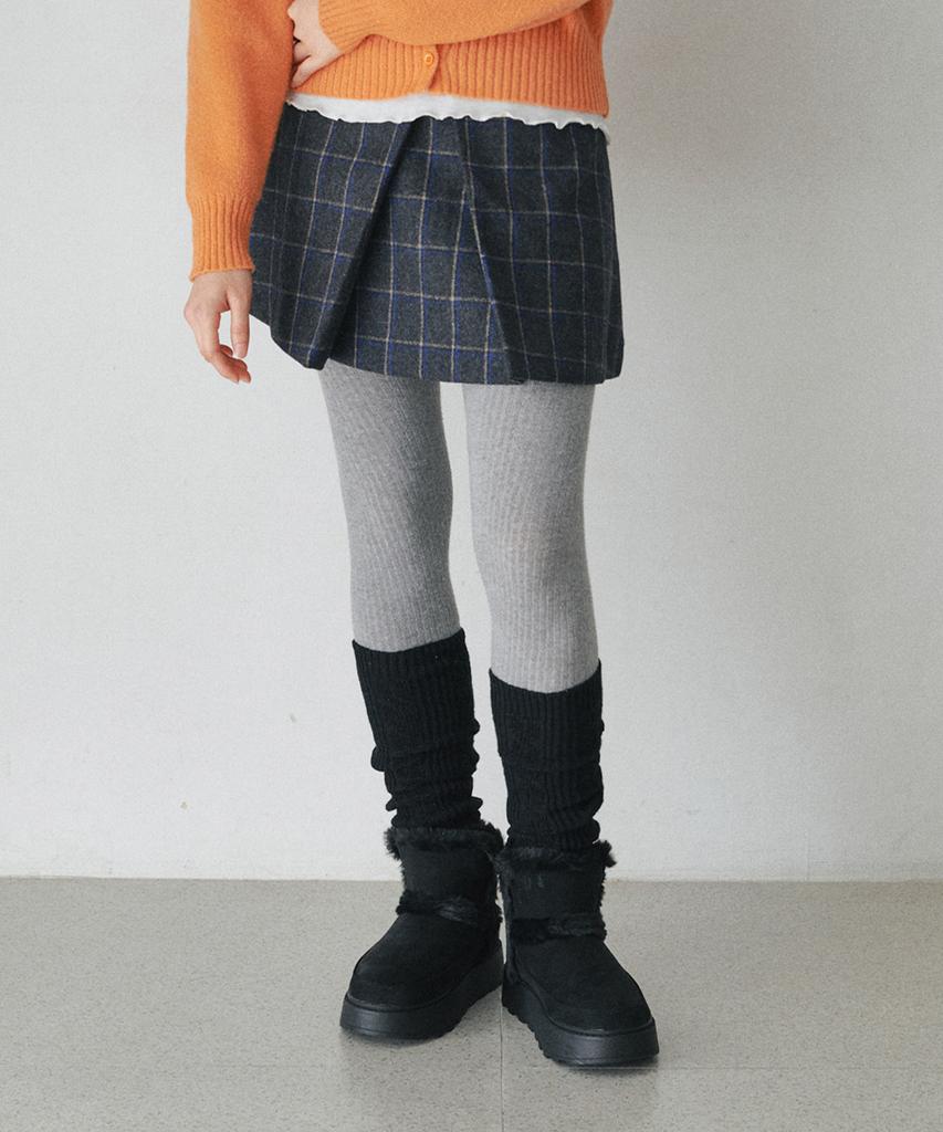 Belloel Check Wool Pleated Mini Skirt Melange