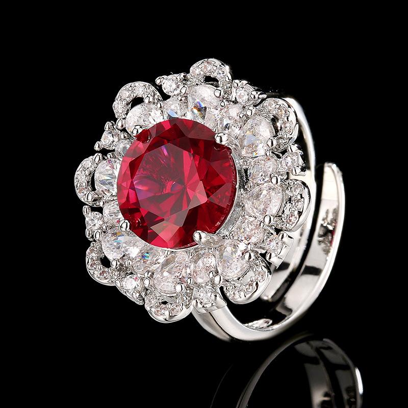 

Jewelry Copper Bottom Gold-Plated Simulation Red Corundum Flower Set Jewelry Main Stone 12-10Mm