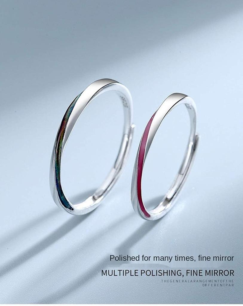Og gratis 925 sølvfarge par giftering gratis størrelse motetilbehør [Rockyu] ring, herre damestørrelse, ring, stilig, slank, mobilus,