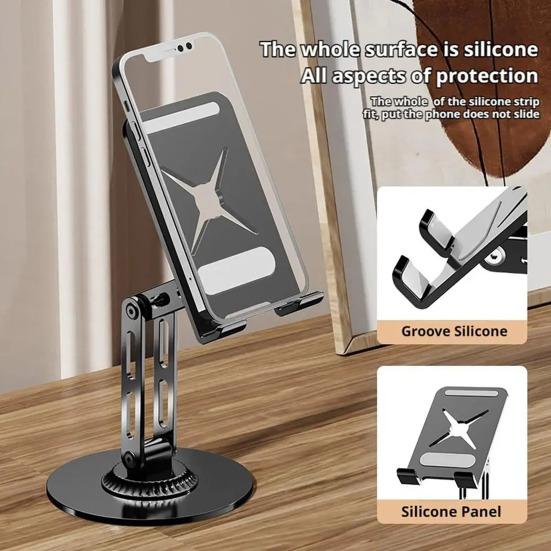 360 Degrees Rotatable Phone Stand Foldable Desktop Holder for Phone Multi-angle Phone Holder with Non-Slip Base