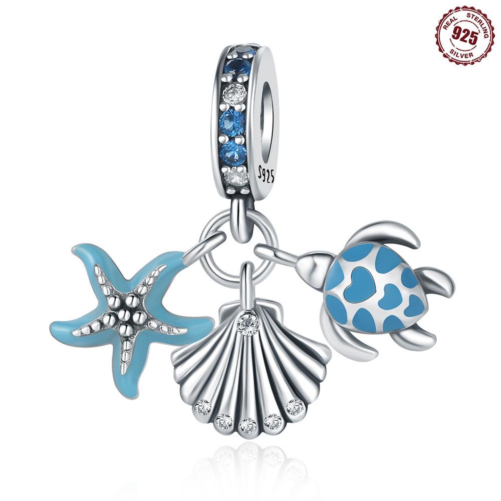 Dora Sterling Silver S9 Starfish Shell Turtle Pendant Accessories Bracelet Necklace Jewelry