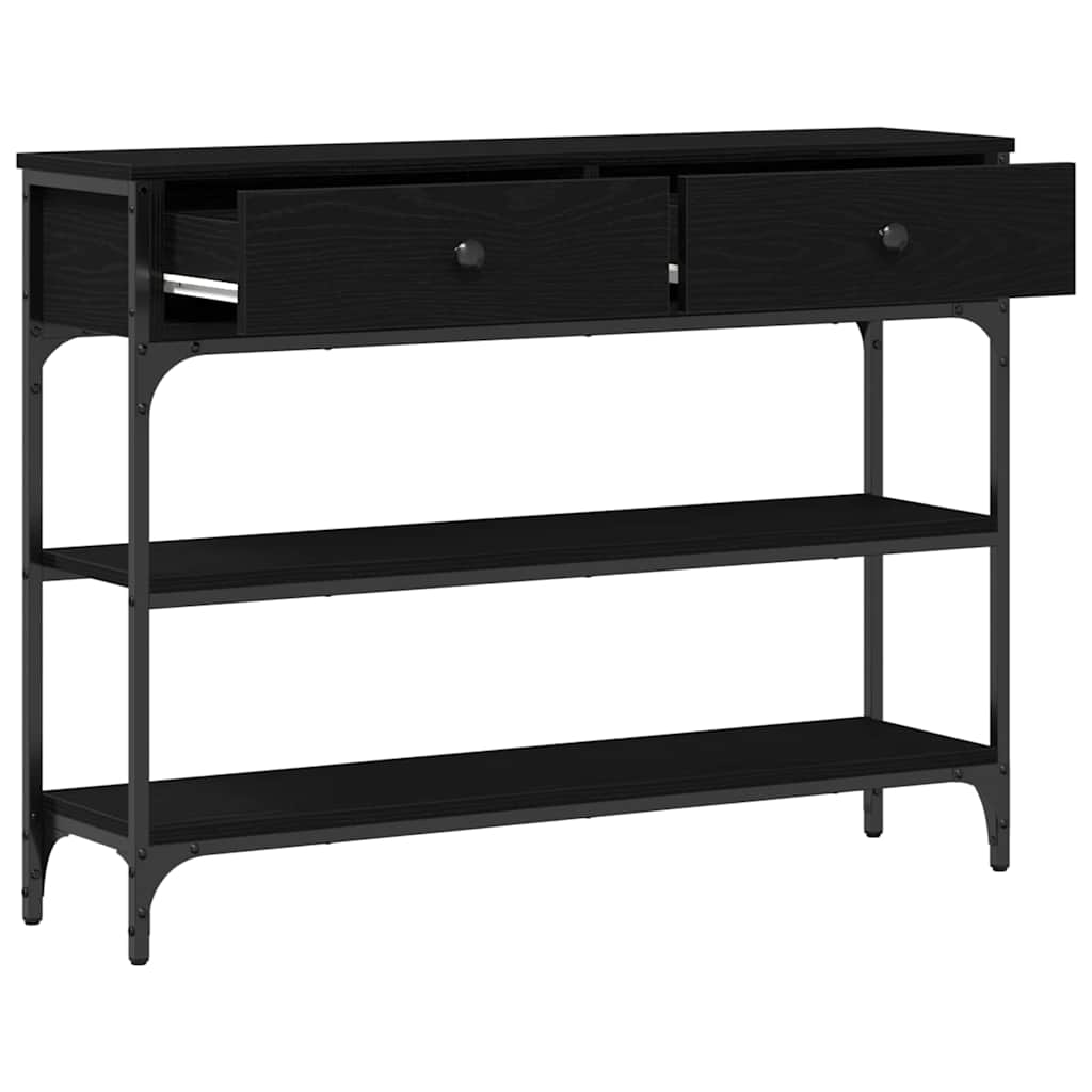 Industrial Console Table with Shelf Black Oak Effect 100 x 25 x 75 cm