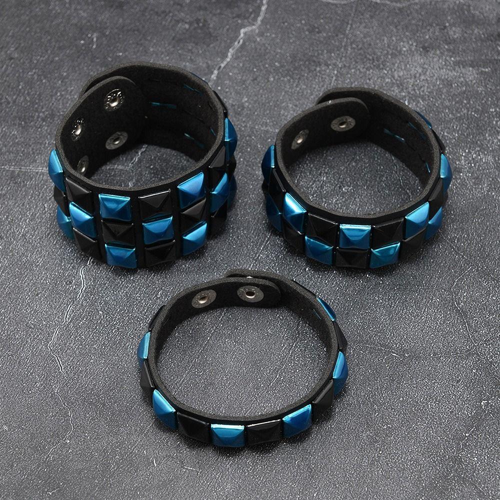 Rivetti a Contrasto Braccialetto in Pelle Vintage Gotico Punk Braccialetto Grande Largo Maschio Femmina