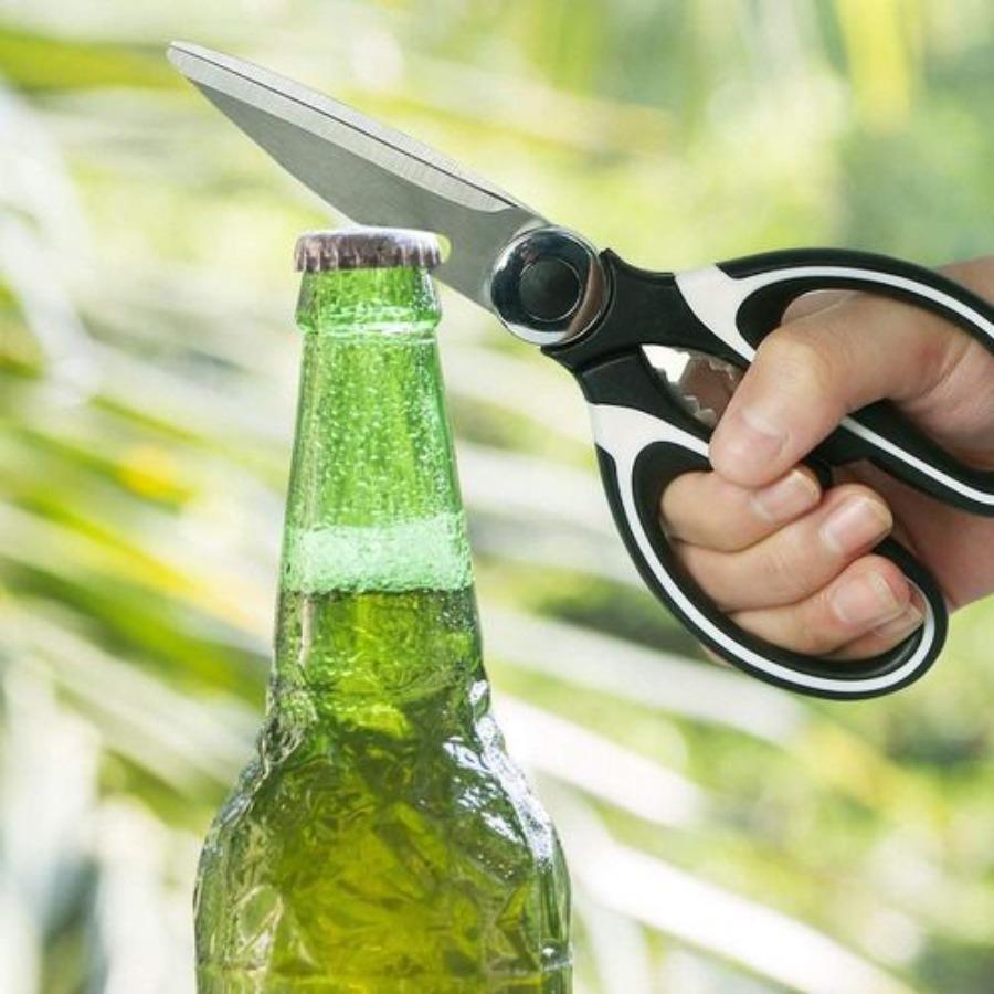 Multifunctional Heavy Duty Ultra Sharp Kitchen Shears with Cover Stainless Steel Kitchen Scissor with Beer Bottle Opener Fish S