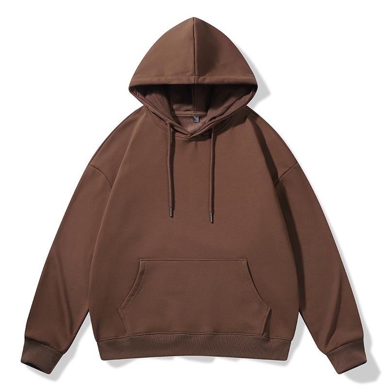 Pure Cotton Hooded Sweatshirt Men's Solid Color Loose Large Size Casual Sports Plus Velvet Thickened Sweatshirt Hooded Pullover