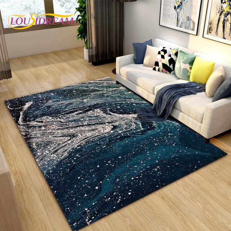Nordic Black Colour Gold Marble Area Rug Large,Carpet Rug for Living Room Bedroom Sofa Doormat Decoration,kid Non-slip Floor Mat