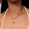 5Pcs Bohemia Bead Choker Colorful Pendant Necklace Fashion Plumeria Necklace  Daily Wear