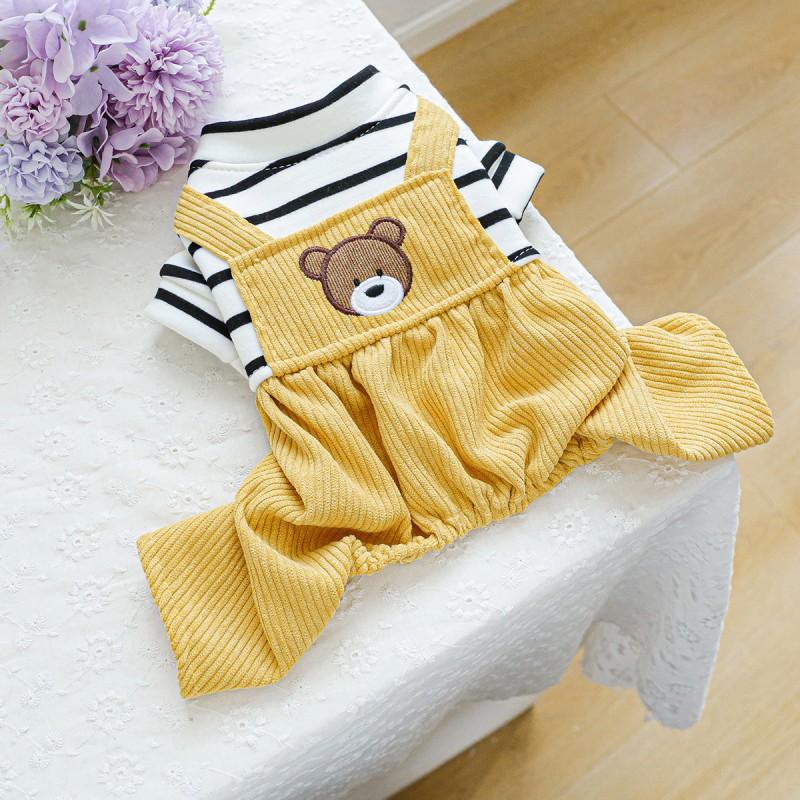 Pet Winter Warm Harness Pants Small Dogs Puppies Soft Cotton Comfortable Bear-Style Outfit