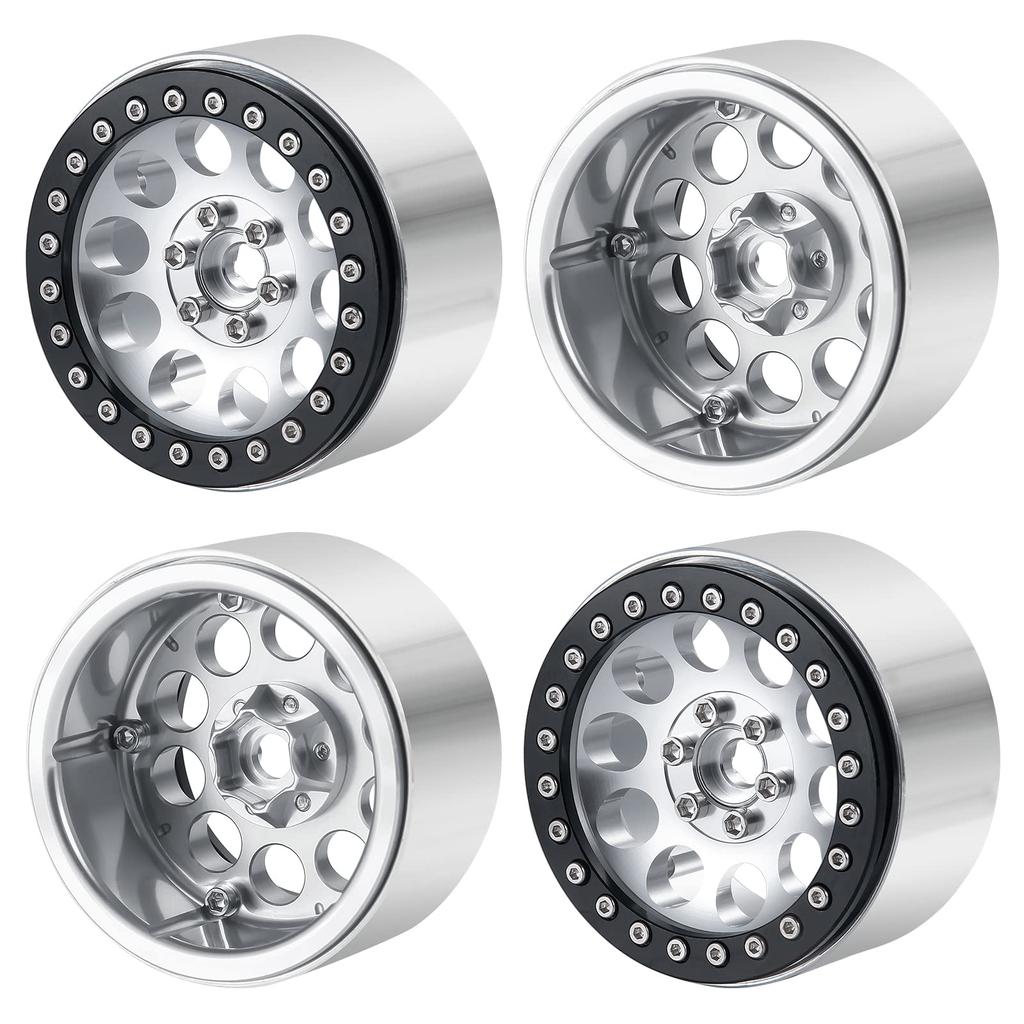 TRZX 2.2-inch Beadlock RC Wheel Rims Set Wheel Hubs for 1/10 RC Crawler Axles SCX10 TRX4 D90 Wraith 90048 90018 (4 Pieces)