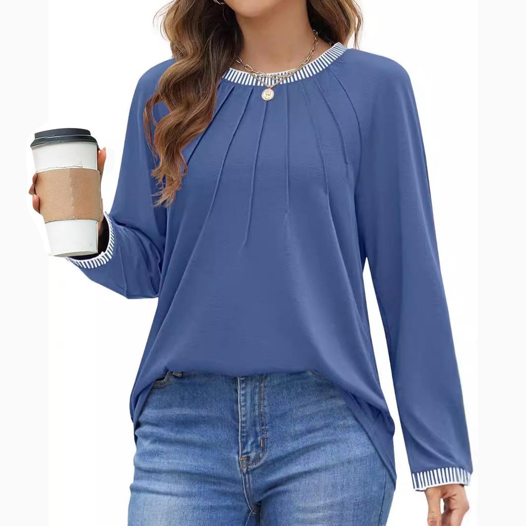 Womens Basic T-Shirts Long Sleeve Curved Hem Summer Tops Fitted Tees Clothing