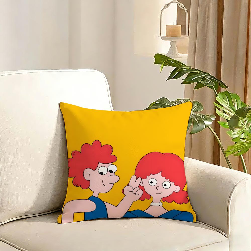 Cute cartoon couple Cushion Cover Reversible Plush Pillow Cover Soft Fluffy Home Decor for Sofa Bedroom