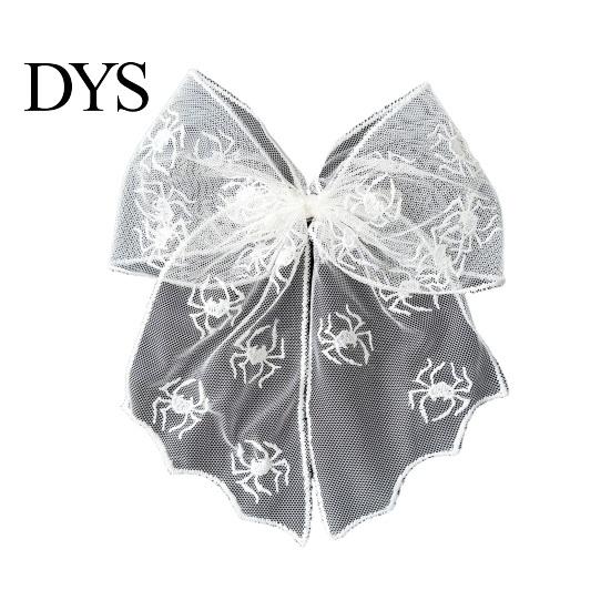 Halloween Hair Accessories Lace Bow, Bat/Spider/Web Embroidery Hairpin, Gothic Style Asian Dark Girl Clip Large Bow for Cosplay Party Sweet Cool
