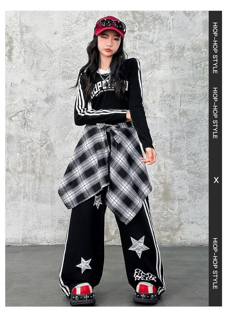 Trendy Street Style Outfit Set for Girls - Jazz Performance & Practice Wear for Spring & Autumn