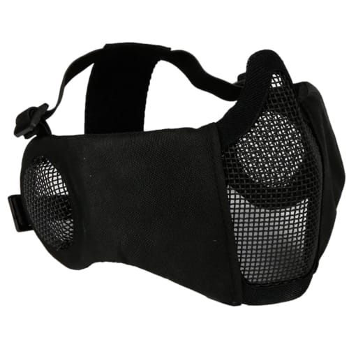 Rubonarie Mesh Face Guard with Ear Protection for Airsoft (Black)