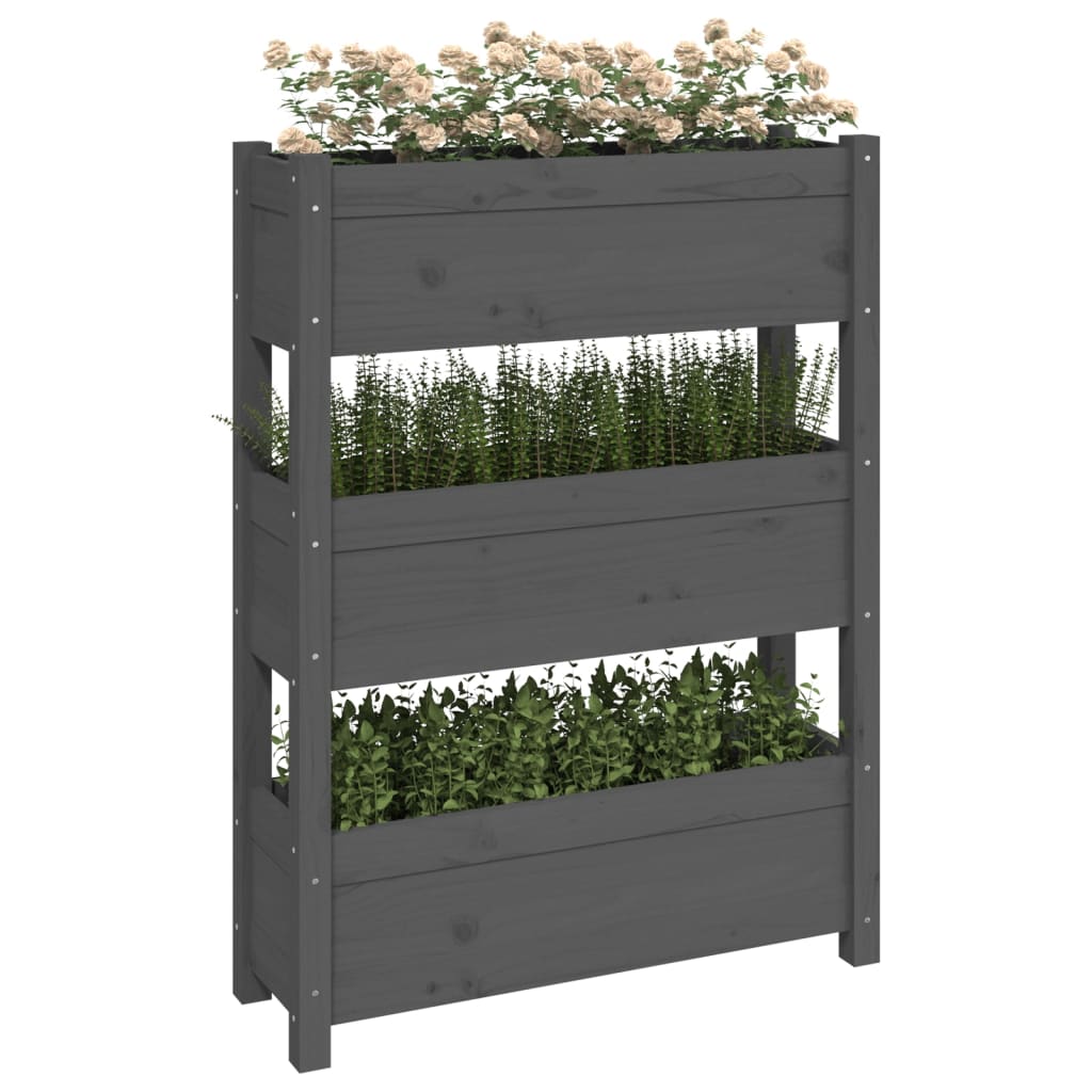 Plant Pot Gray 77x25x104.5 Cm Solid Pine Wood