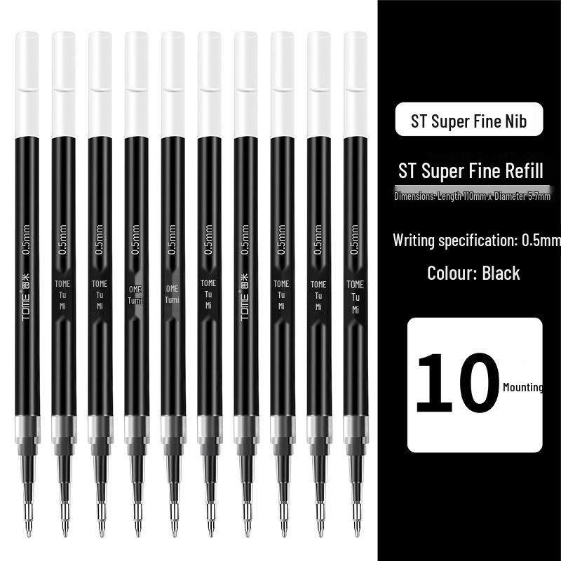 

Tumi 10-Piece Black Click Ballpoint Pen Set with 0.5mm Semi-Needle Tip and Refillable Ink. 0.5mm