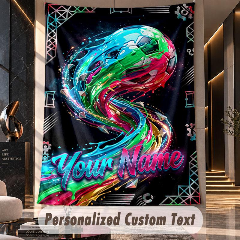 Soccer (18) Theme Custom Tapestry Personalized Custom Name Text Wall Hanging Tapestry Home Decor Background Cloth