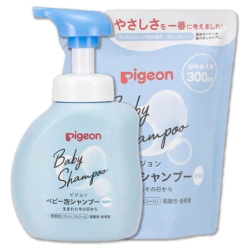 Additive-free Baby Foam Shampoo, Fragrance-free, 350ml Bottle + 300ml Refill, Skin Care for Newborns from Birth