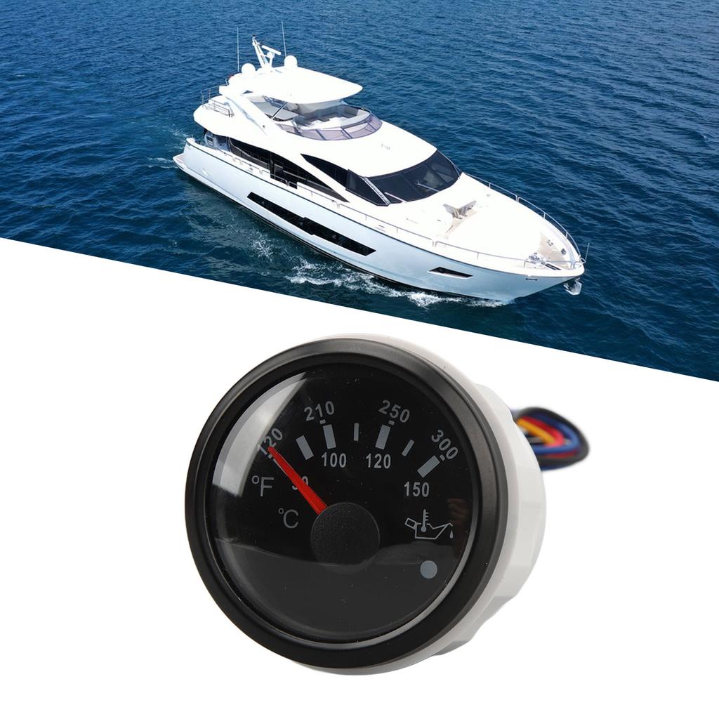 52MM Oil Temperature Gauge  9 to 32V Double Scale Pointer High   Sensors for RVs Yachts Fishing Boats Ships