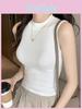 Round Knit Neck Top Tank Straps Crop Tops Women Summer Camis Solid Color Yoga Camisole Fashion Sportstube Female Sleeveless Cropped Y2k Girl Clothes