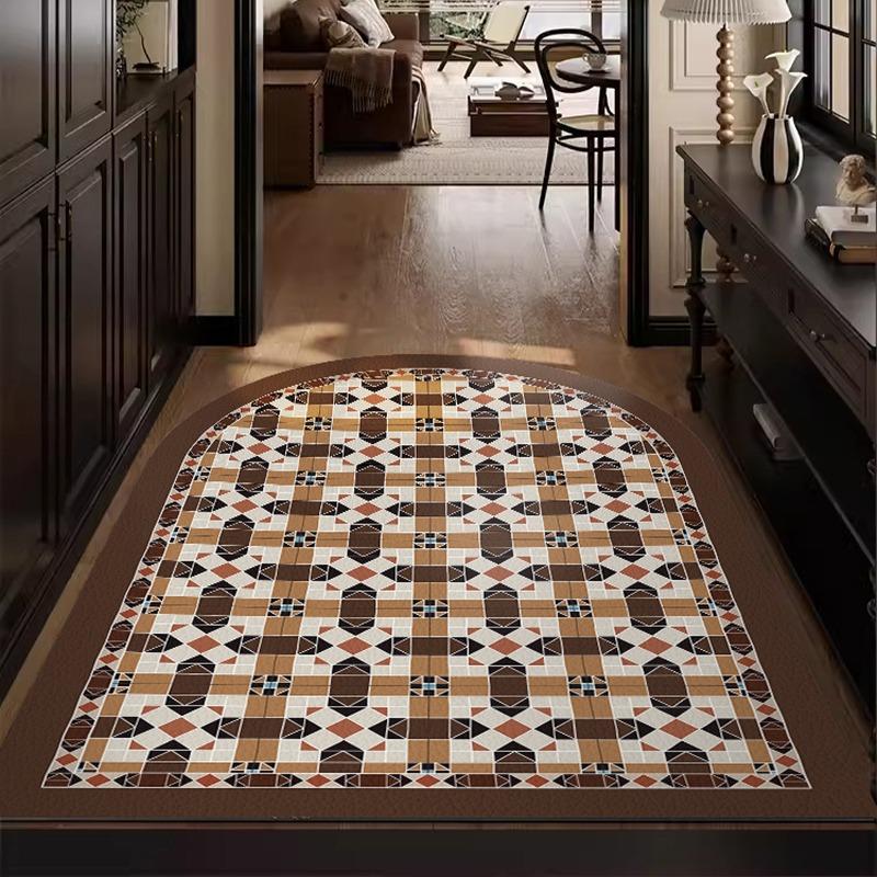 Entrance Carpet Pvc Waterproof Leather Door Mat Arched Floor Mats Green Retro Porch Carpets Home Decoration Rug Christmas Gifts