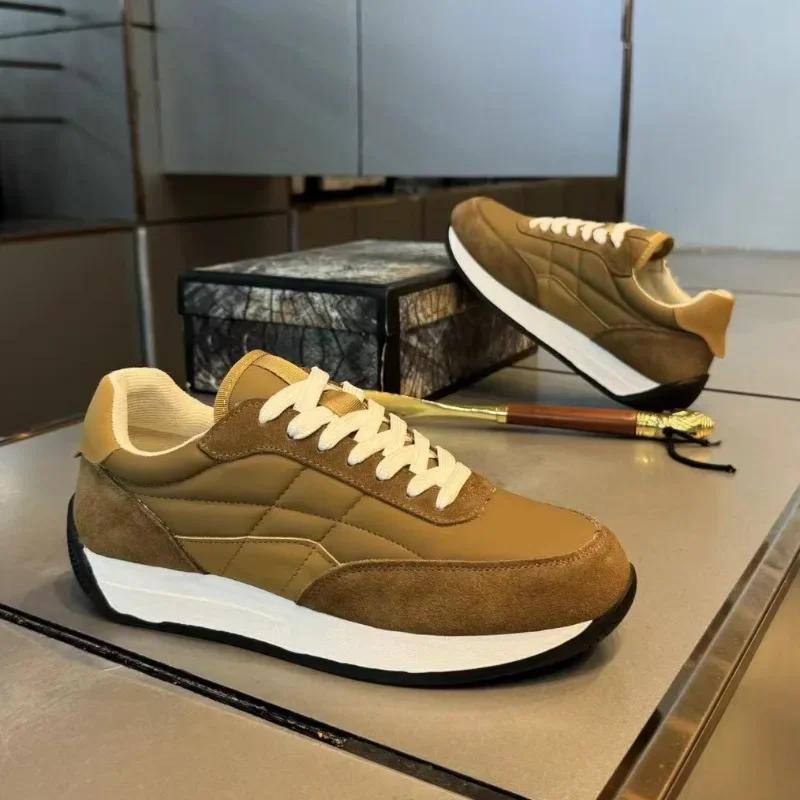 Bequeme Herren-Sneaker, Laufschuhe, Schnürschuhe, Laufschuhe für Herren, weiche Leder-Sneaker, Retro-Sportschuhe für Herren, Herbst 2025