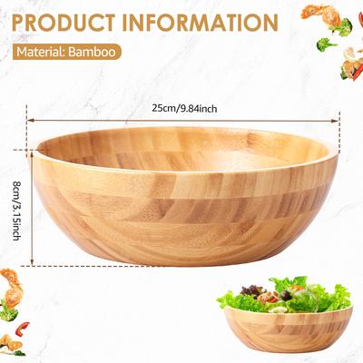 Bambu Karıştırma Kaseleri Servis Tabakları Sofra Takımı Büyük Kapasiteli Salata Kasesi Noodle, Atıştırmalıklar, Meyveler, Tatlı için Tabaklar Mutfak malzemeleri