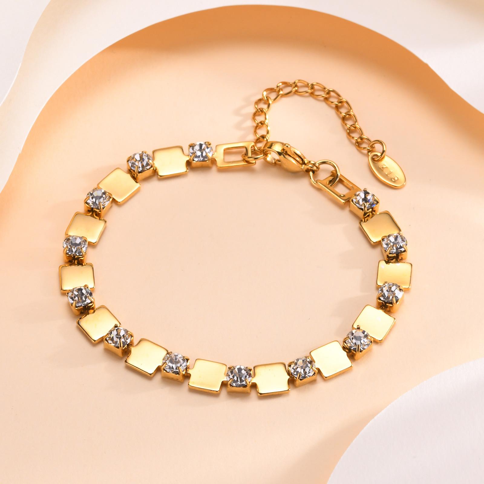 

Zirconia Cross Bracelet for Women, Stainless Steel 18k Gold Plated Non Tarnish Stylish Gift