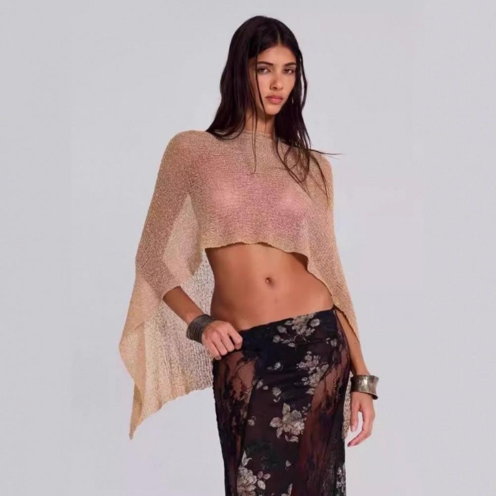 Off Shoulder Women Knit Cover-up Irregular Cardigan New Sunscreen Shawl  Summer