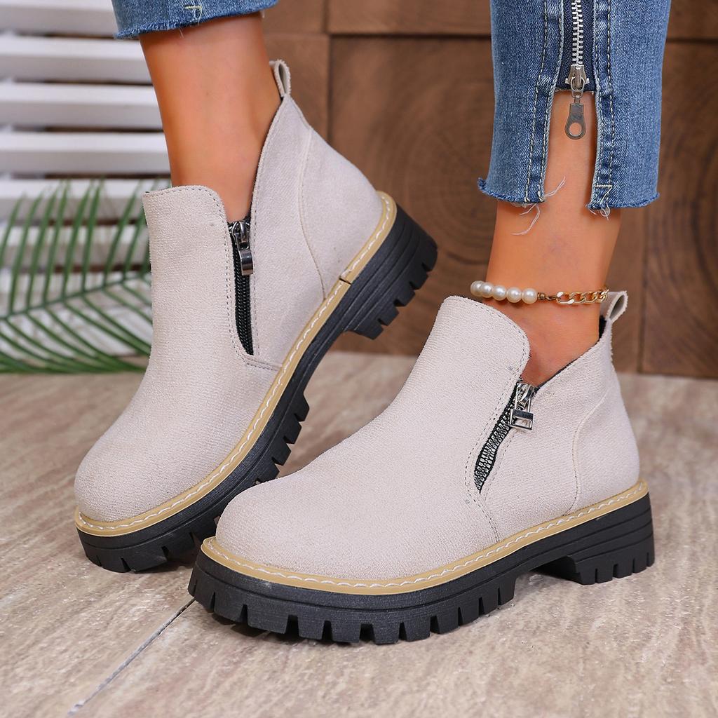 Women's Plus Size Side Zipper High Top Ankle Boots New Autumn Winter Fashion Casual Shoes