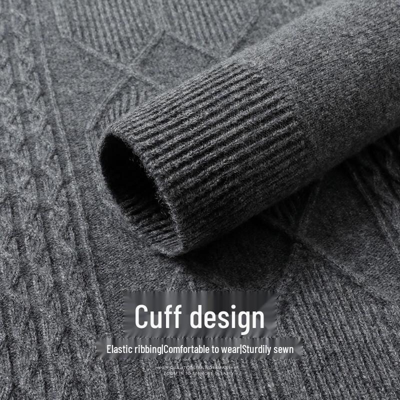 SHANSHAN Men's 100% Lamb Wool Round Neck Thick Warm Knit Sweater