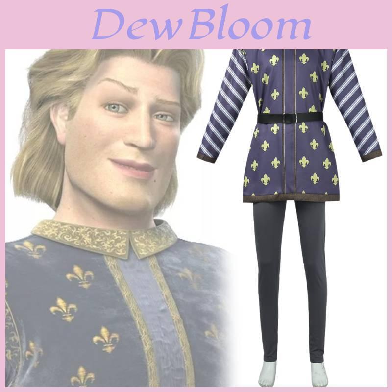 Shrek 3 Principe Azzurro Costume Cosplay Miscela di Poliestere Per Uomo Estate 2024
