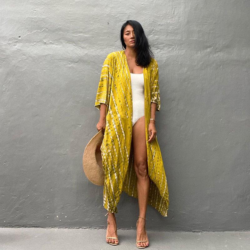 Europejski & Amerykański Damski Pareo Tie-dye: 17 Kolorów, Odzież Plażowa z Wiskozy, Ochrona Przeciwsłoneczna na Wakacje