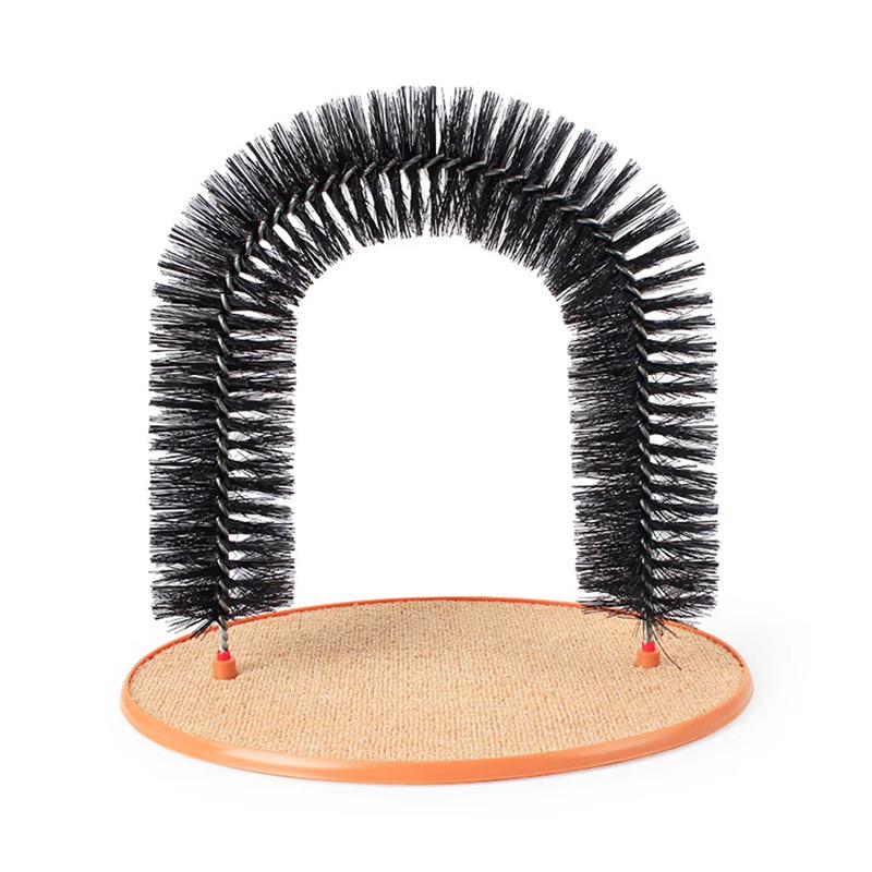 Cat Toy Arch Self Groome Pamper Feline with A Massage Grooming Rubbing Brush with Scratching Pad Toy for Cats Interactive Toys
