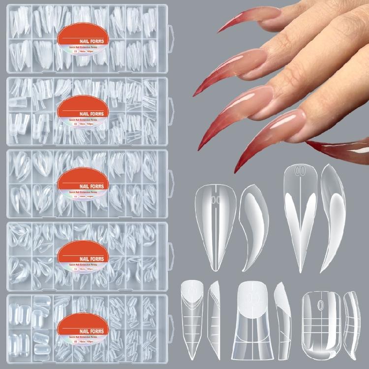 160Pcs Multi Size Clear Nail Extension Molds Customizable Fit False Nail Tips For Various Nail Shapes Natural Appearance
