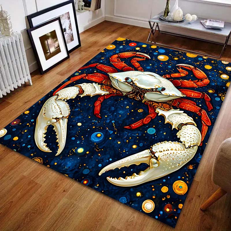 Fantasy Starry Sky Crab Print Carpet for Bedroom Living Room Bedside Sofa Floor Mat Modern Home Decor Area Rug for Gfits